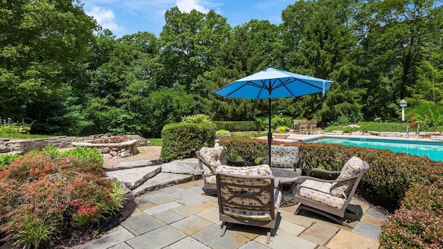 108 Hawks Cove Ct, Granville, OH 43023 - view of patio / terrace featuring an outdoor pool and an outdoor living space