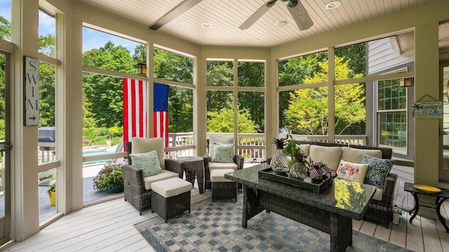 108 Hawks Cove Ct, Granville, OH 43023 - sunroom with a ceiling fan, outdoor lounge area, and plenty of natural light