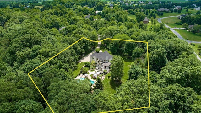 108 Hawks Cove Ct, Granville, OH 43023 - view of property location with property boundaries highlighted and a heavily wooded area