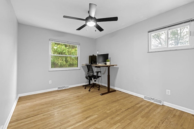 966 Larkstone Dr, Columbus, OH 43235 - office featuring light wood-type flooring and a ceiling fan