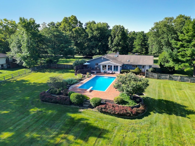 2500 Carriage Rd, Powell, OH 43065 - view of swimming pool with a fenced backyard, a patio area, and a diving board