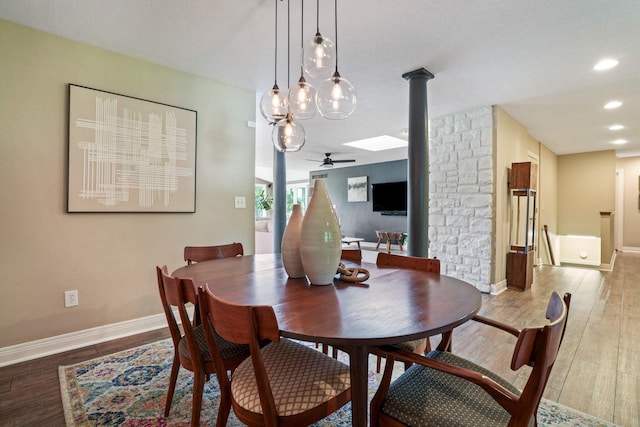 2500 Carriage Rd, Powell, OH 43065 - dining area with ceiling fan, wood finished floors, and recessed lighting