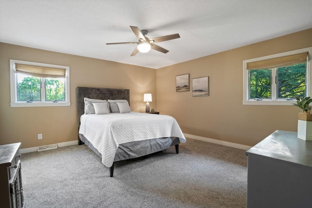 2500 Carriage Rd, Powell, OH 43065 - bedroom with multiple windows, carpet floors, and a ceiling fan