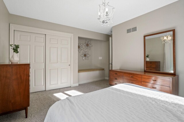 2500 Carriage Rd, Powell, OH 43065 - bedroom with a chandelier, carpet flooring, and a closet