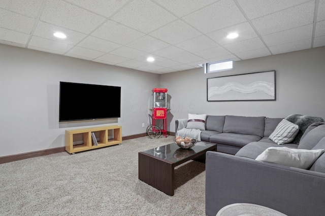 2500 Carriage Rd, Powell, OH 43065 - living room featuring carpet flooring, recessed lighting, and a drop ceiling