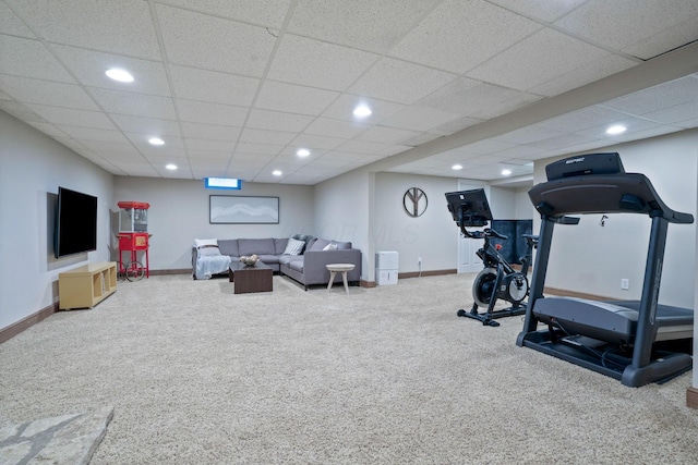 2500 Carriage Rd, Powell, OH 43065 - workout area with carpet, recessed lighting, and a paneled ceiling