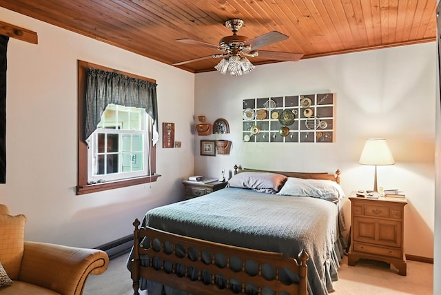 1994 County Road 61, Edison, OH 43320 - carpeted bedroom with wood ceiling, crown molding, and ceiling fan
