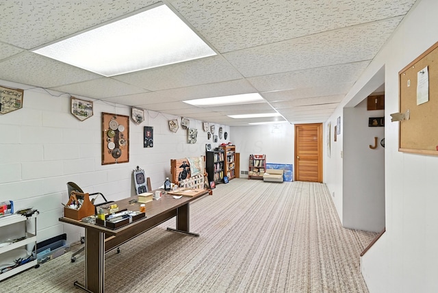 1994 County Road 61, Edison, OH 43320 - home office featuring a drop ceiling and concrete block wall