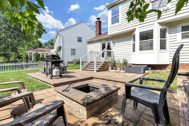 1271 Fareharm Dr, New Albany, OH 43054 - view of patio / terrace featuring an outdoor fire pit and area for grilling
