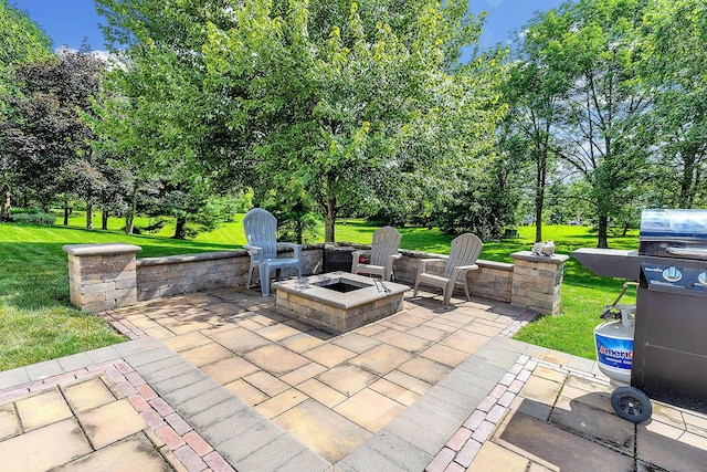 1271 Fareharm Dr, New Albany, OH 43054 - view of patio / terrace featuring an outdoor fire pit and a grill