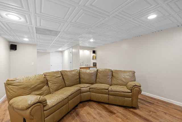 1271 Fareharm Dr, New Albany, OH 43054 - living room with light wood-type flooring, recessed lighting, and an ornate ceiling