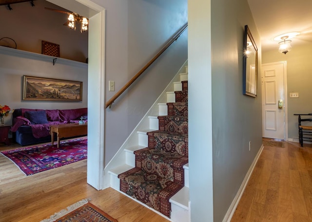 409 N High St, Lancaster, OH 43130 - stairway featuring wood finished floors