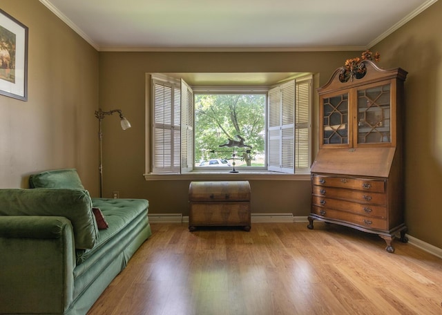 409 N High St, Lancaster, OH 43130 - living area featuring wood finished floors and ornamental molding