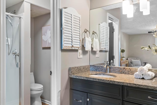 6666 Sharon Woods Blvd, Columbus, OH 43229 - bathroom with vanity, a stall shower, and a textured ceiling