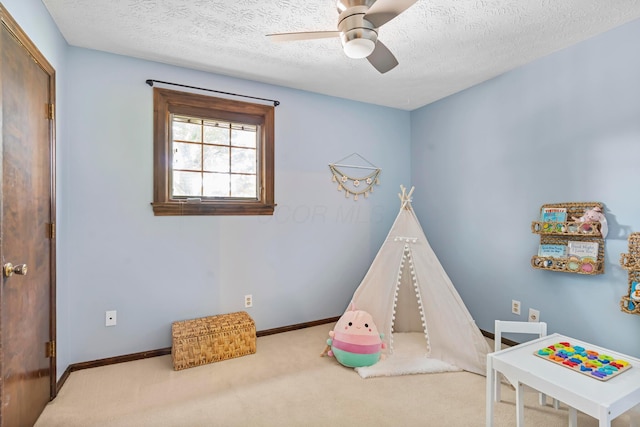 6666 Sharon Woods Blvd, Columbus, OH 43229 - playroom featuring carpet, ceiling fan, and a textured ceiling