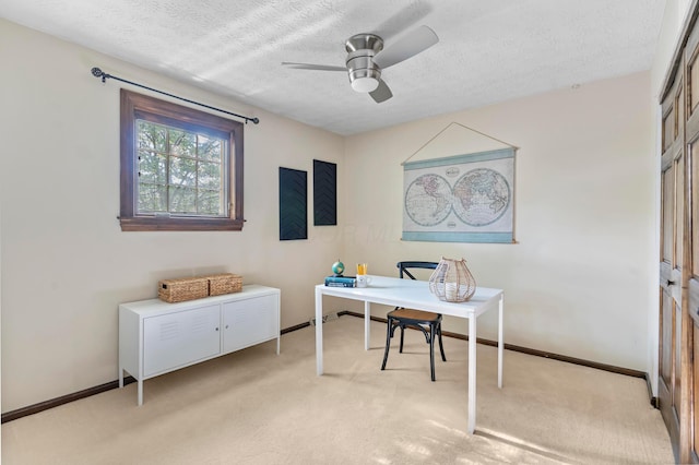 6666 Sharon Woods Blvd, Columbus, OH 43229 - office featuring a textured ceiling, light carpet, and a ceiling fan