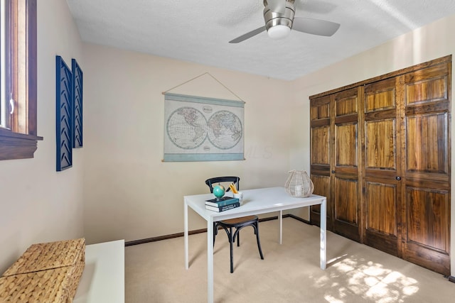 6666 Sharon Woods Blvd, Columbus, OH 43229 - carpeted home office with a ceiling fan and a textured ceiling