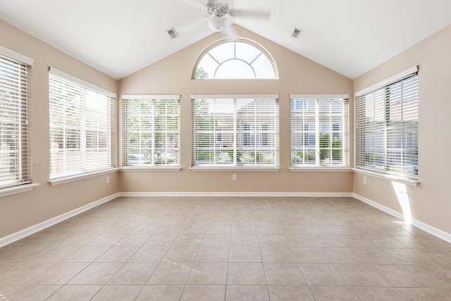 810 Lambton Cir W, Lancaster, OH 43130 - unfurnished sunroom with tile patterned floors, plenty of natural light, and vaulted ceiling