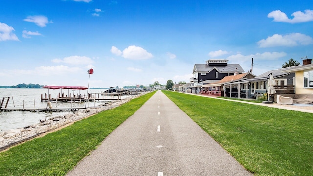 4721 W N Bank Rd, Buckeye Lake, OH 43008 - view of home's community with a water view, a yard, and a dock