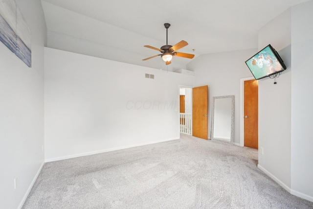 9375 Wingate Pl, Orient, OH 43146 - empty room featuring carpet flooring, a ceiling fan, and high vaulted ceiling