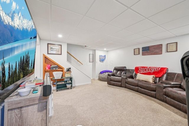 9375 Wingate Pl, Orient, OH 43146 - living area featuring carpet flooring and a drop ceiling