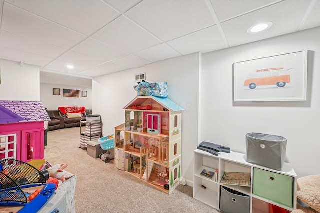 9375 Wingate Pl, Orient, OH 43146 - game room with carpet, a paneled ceiling, and recessed lighting