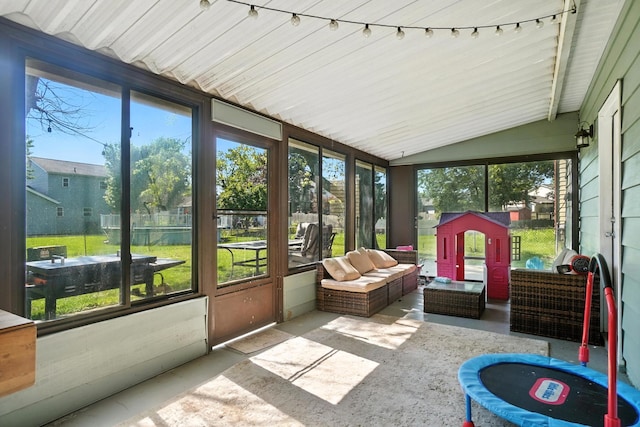 1978 Candlenut Cir, Grove City, OH 43123 - sunroom / solarium featuring plenty of natural light, lofted ceiling, and an outdoor hangout area