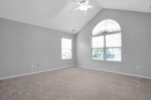 684 Old Dover Rd, Westerville, OH 43082 - carpeted spare room with ceiling fan and high vaulted ceiling