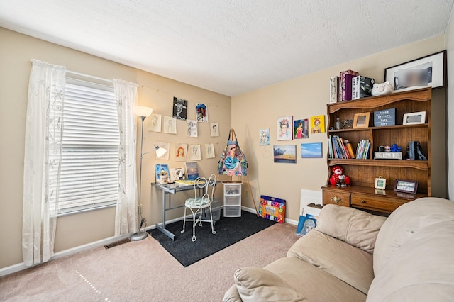 1077 Taylor Mills Dr, Reynoldsburg, OH 43068 - carpeted home office with baseboards and a textured ceiling
