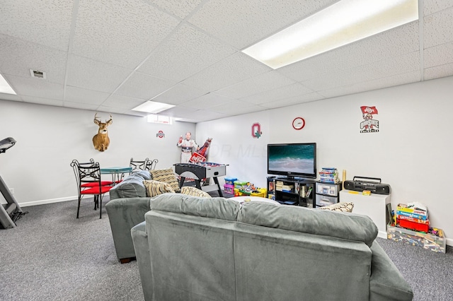 1077 Taylor Mills Dr, Reynoldsburg, OH 43068 - carpeted living area with a drop ceiling and baseboards