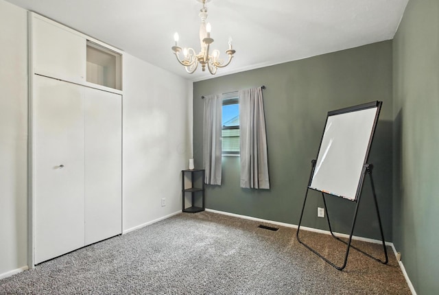3139 Woonsocket St, Springfield, OH 45503 - unfurnished bedroom featuring a chandelier and carpet