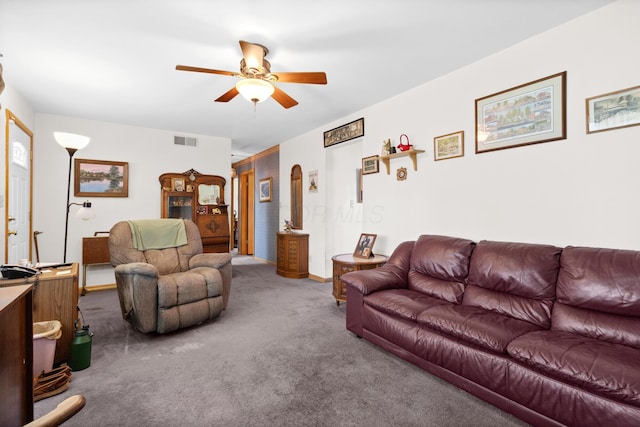 3329 Clime Rd, Columbus, OH 43223 - carpeted living area with a ceiling fan