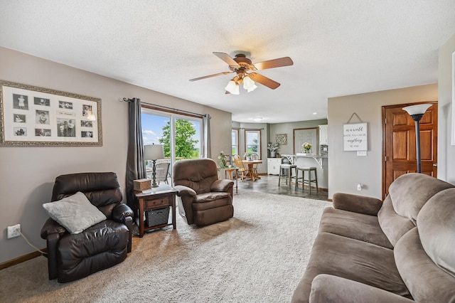 2532 State Route 292, West Mansfield, OH 43358 - living room featuring a ceiling fan and a textured ceiling
