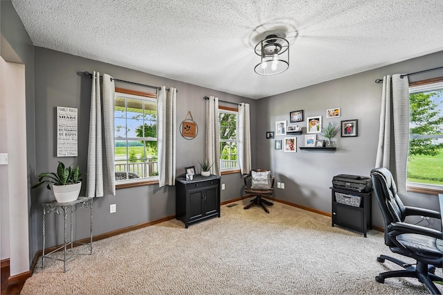 2532 State Route 292, West Mansfield, OH 43358 - carpeted home office with baseboards and a textured ceiling