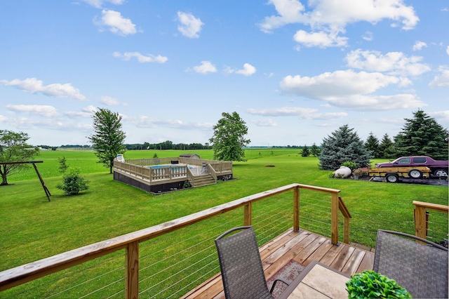 2532 State Route 292, West Mansfield, OH 43358 - wooden deck with a yard and a view of countryside