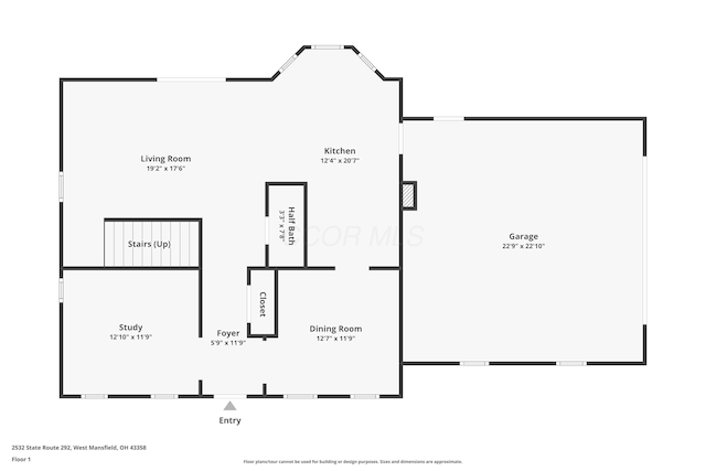 2532 State Route 292, West Mansfield, OH 43358 - view of property floor plan