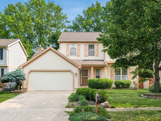 824 Lynnfield Dr, Westerville, OH 43081 - view of front of property featuring concrete driveway, a garage, and a front lawn