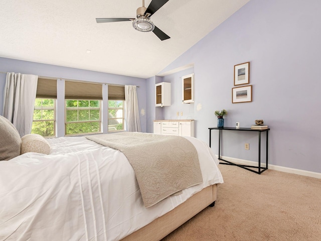 824 Lynnfield Dr, Westerville, OH 43081 - bedroom with light colored carpet, vaulted ceiling, and ceiling fan