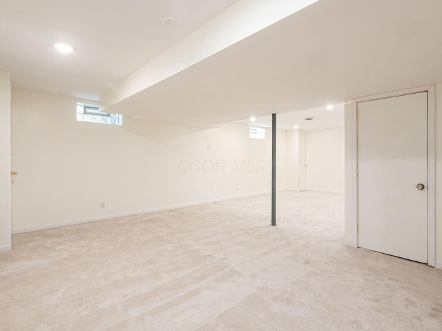 824 Lynnfield Dr, Westerville, OH 43081 - basement featuring light colored carpet and recessed lighting
