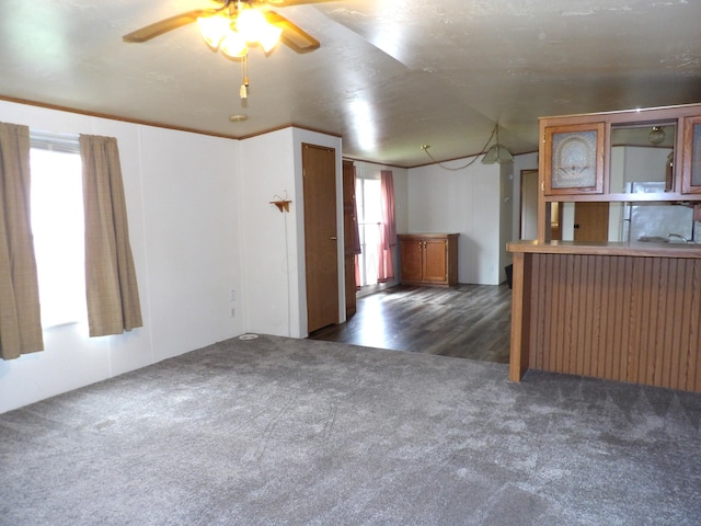 2445 Columbus Lancaster Rd NW Lot 463, Lancaster, OH 43130 - unfurnished living room featuring dark carpet and ceiling fan