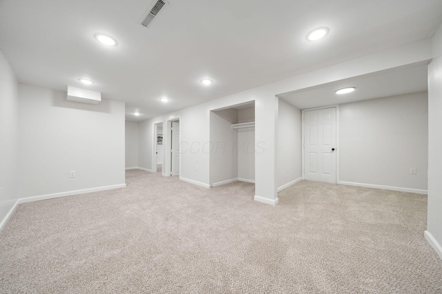 628 E Gates St, Columbus, OH 43206 - finished below grade area featuring recessed lighting and light colored carpet