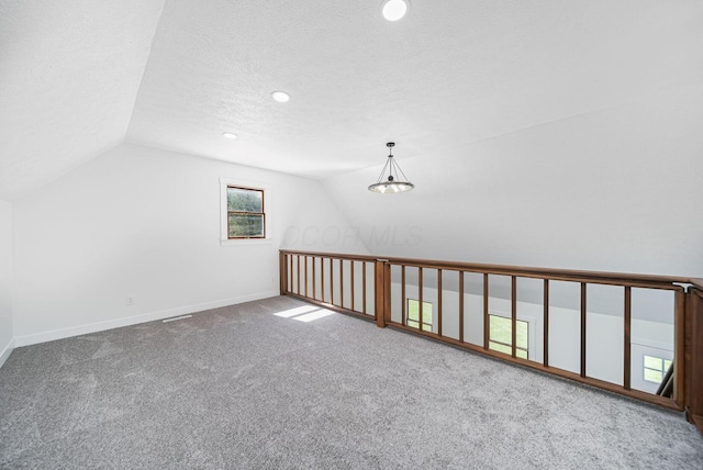 368 Woodview Dr, Chillicothe, OH 45601 - bonus room with vaulted ceiling, carpet flooring, a textured ceiling, and recessed lighting