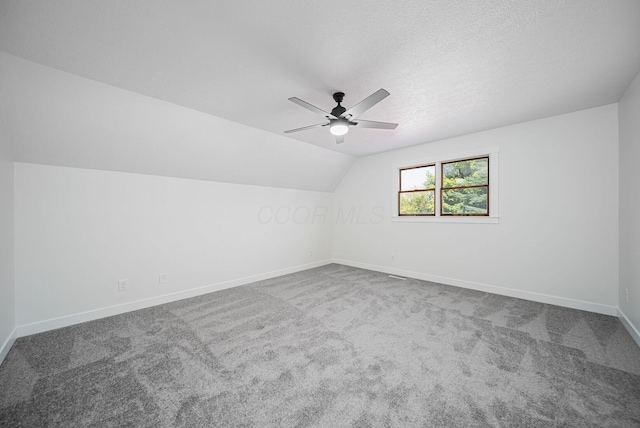368 Woodview Dr, Chillicothe, OH 45601 - bonus room with ceiling fan, carpet flooring, lofted ceiling, and a textured ceiling