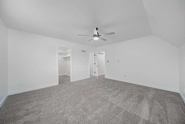368 Woodview Dr, Chillicothe, OH 45601 - unfurnished bedroom featuring carpet floors, a walk in closet, ceiling fan, and a closet