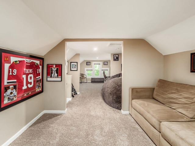 624 Oakwood Ave, Columbus, OH 43205 - living area with vaulted ceiling and carpet flooring