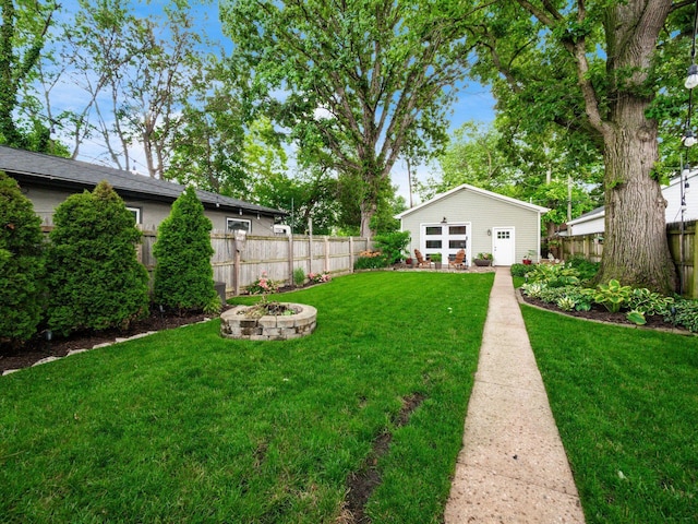 624 Oakwood Ave, Columbus, OH 43205 - fenced backyard with a fire pit