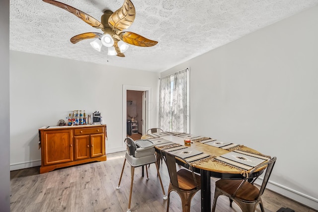 405 N Main St, Nevada, OH 44849 - dining room featuring a textured ceiling, ceiling fan, and light wood-style floors