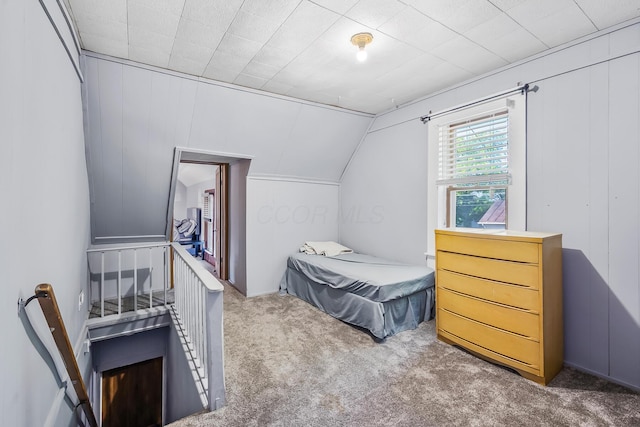 405 N Main St, Nevada, OH 44849 - carpeted bedroom with vaulted ceiling and a decorative wall