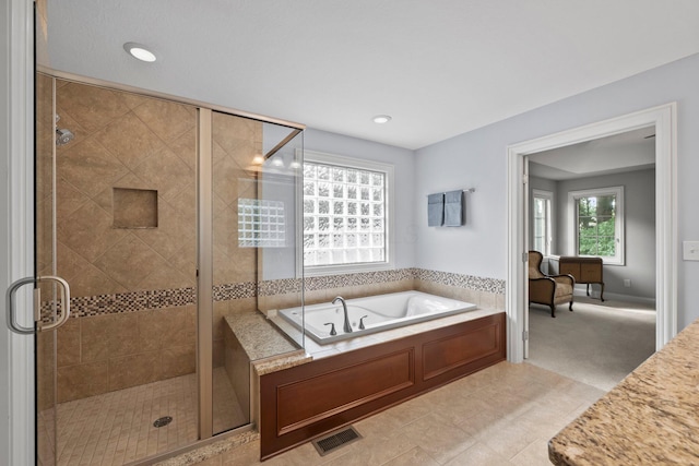 6820 Mahogany Dr, Galena, OH 43021 - full bath with a garden tub, a shower stall, and recessed lighting