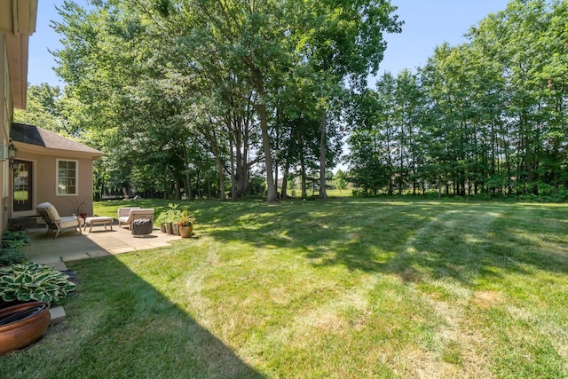 6820 Mahogany Dr, Galena, OH 43021 - view of green lawn featuring a patio area